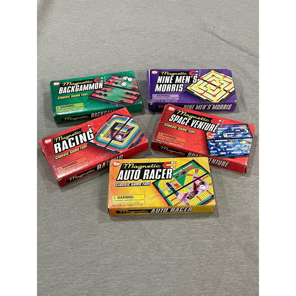 Toy Magnetic Travel Board Game Lot Backgammon Racing Nine Men's Morris Vintage